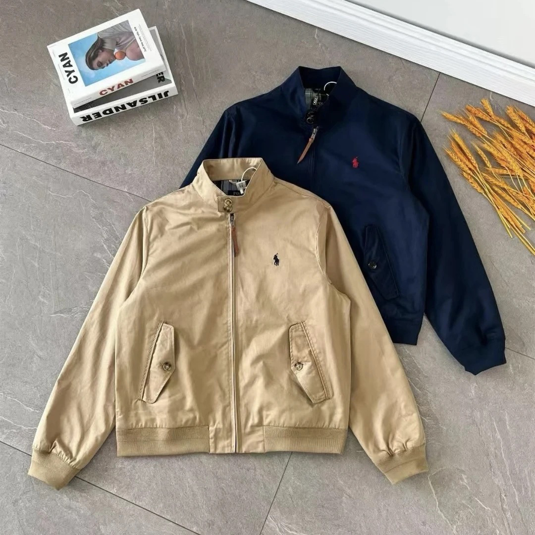 立领哈灵顿夹克老钱风飞行员外套男女同款春秋季小刺绣休闲工装