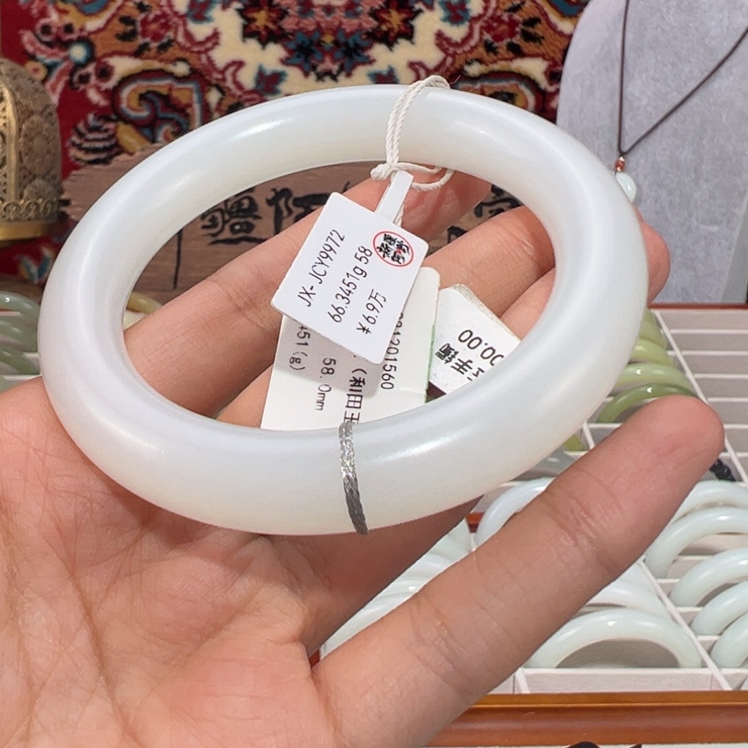 和田玉未镶嵌手镯时尚和田玉手镯 羊脂级福镯