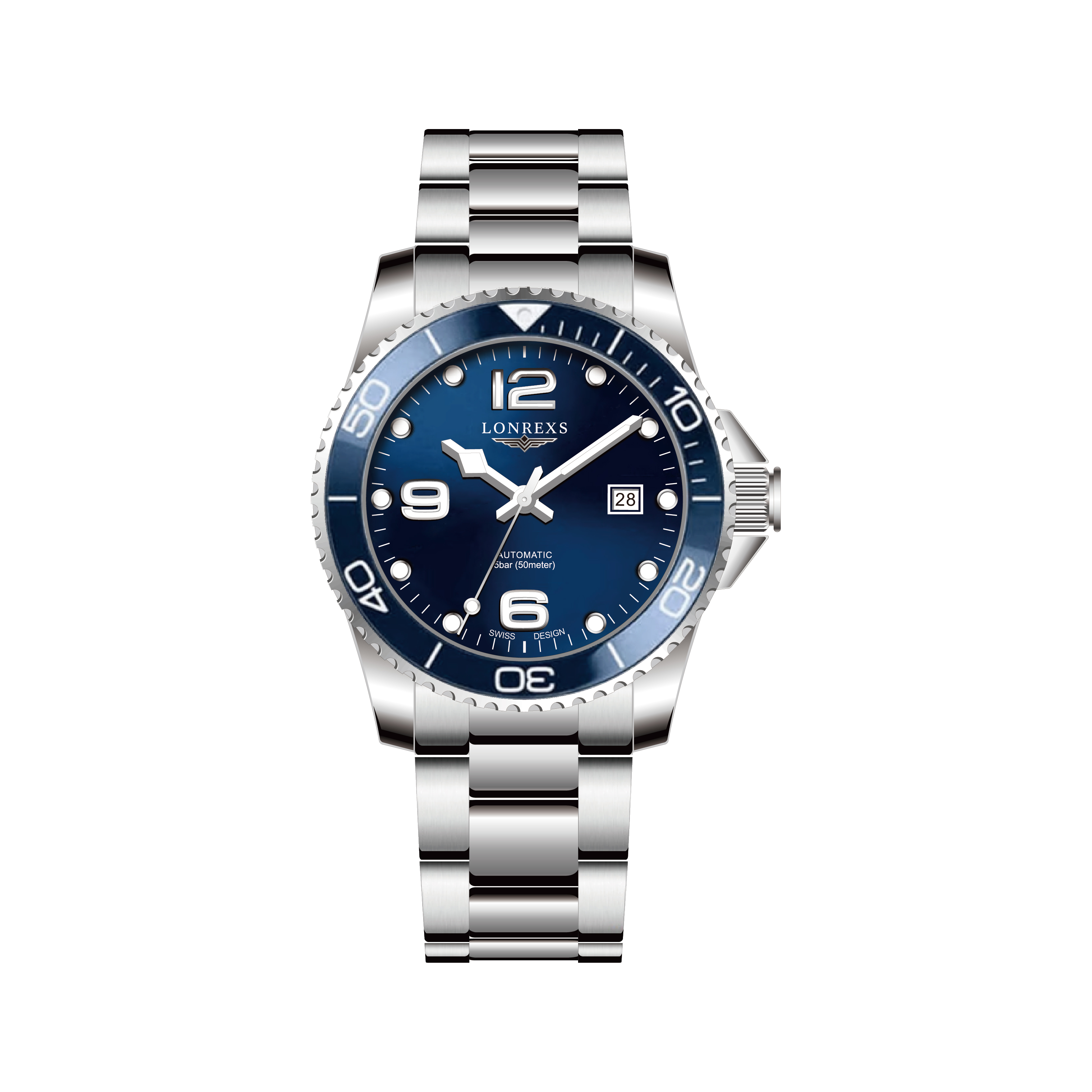 全新未使用/ LONREXS/康卡斯蓝盘/表径41mm全自动机芯腕