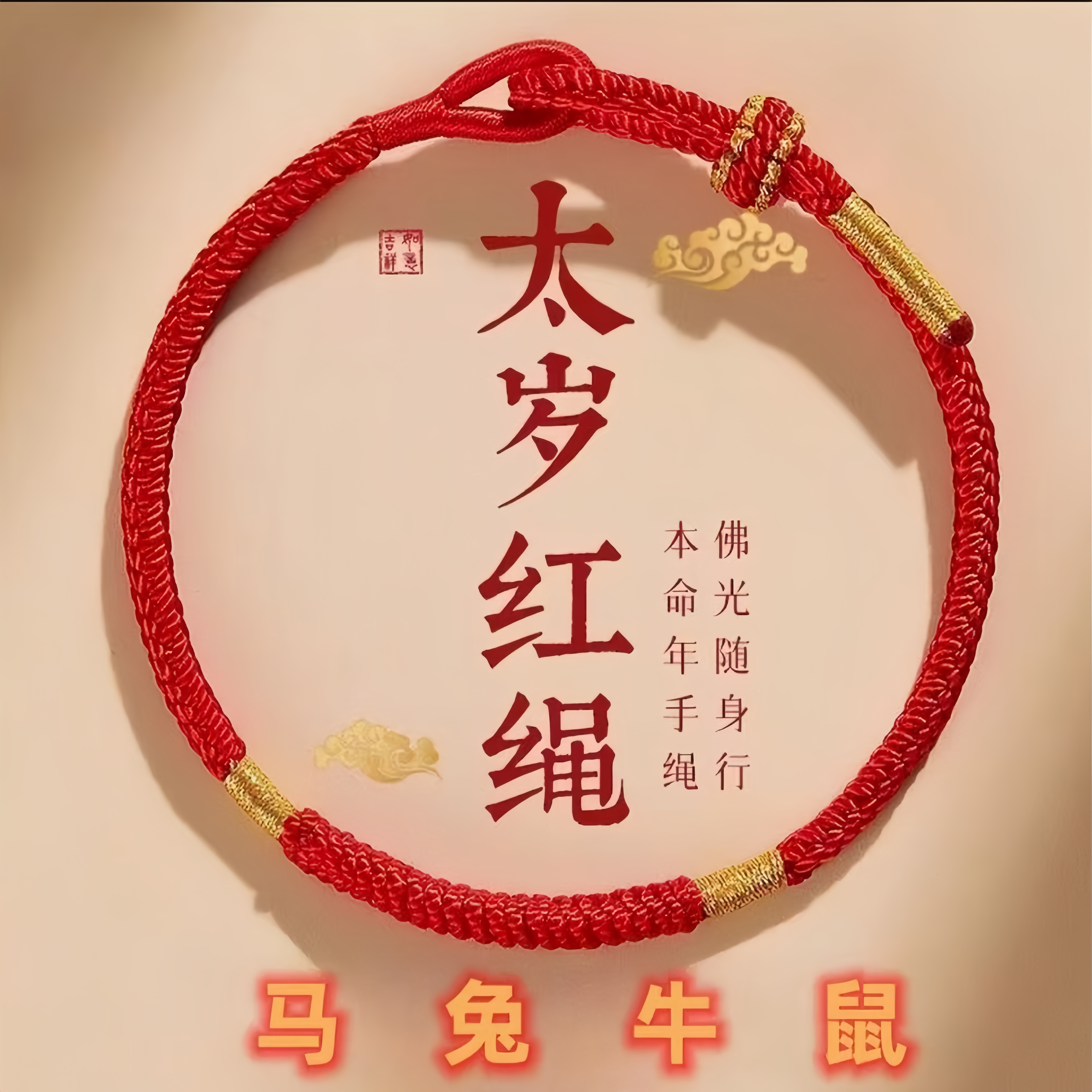 手链 非金属布艺手链 2026本命年百解红绳手链金刚结手绳