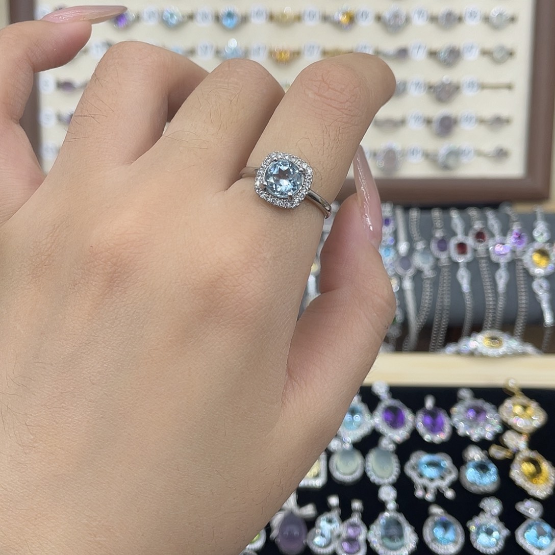 托帕石戒指银S925镶嵌