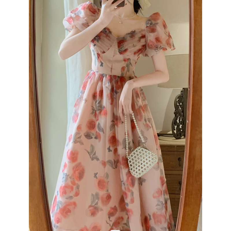 SS130-300斤特大码女装高腰连衣裙显瘦遮肉胖妹妹轻薄夏季中长裙