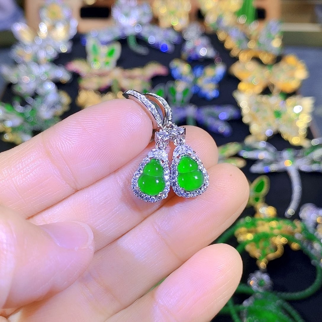 吊坠(不含链)银S925镶嵌翡翠