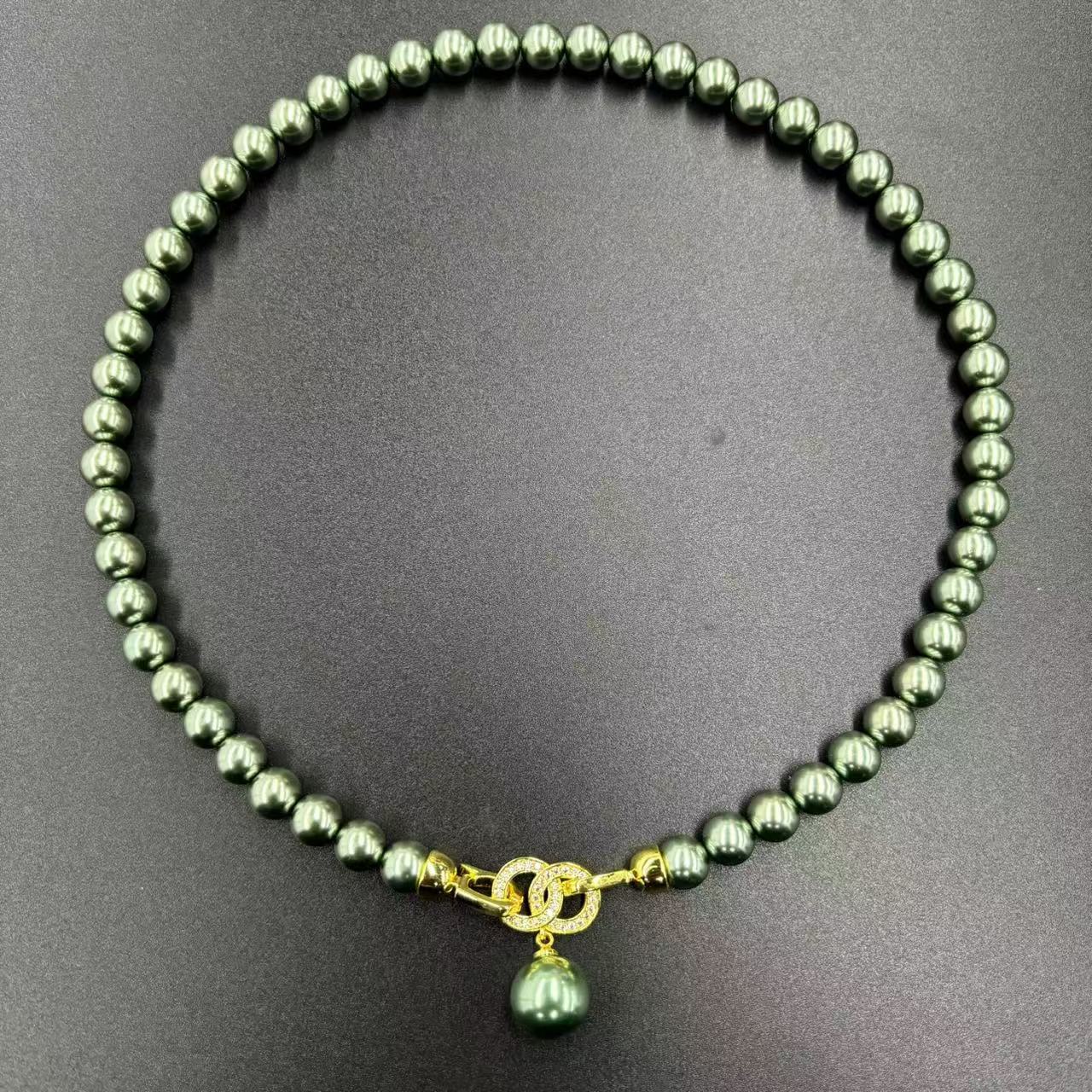 【符老板】x430-轻奢气质设计款孔雀绿圆珠项链-赠礼盒