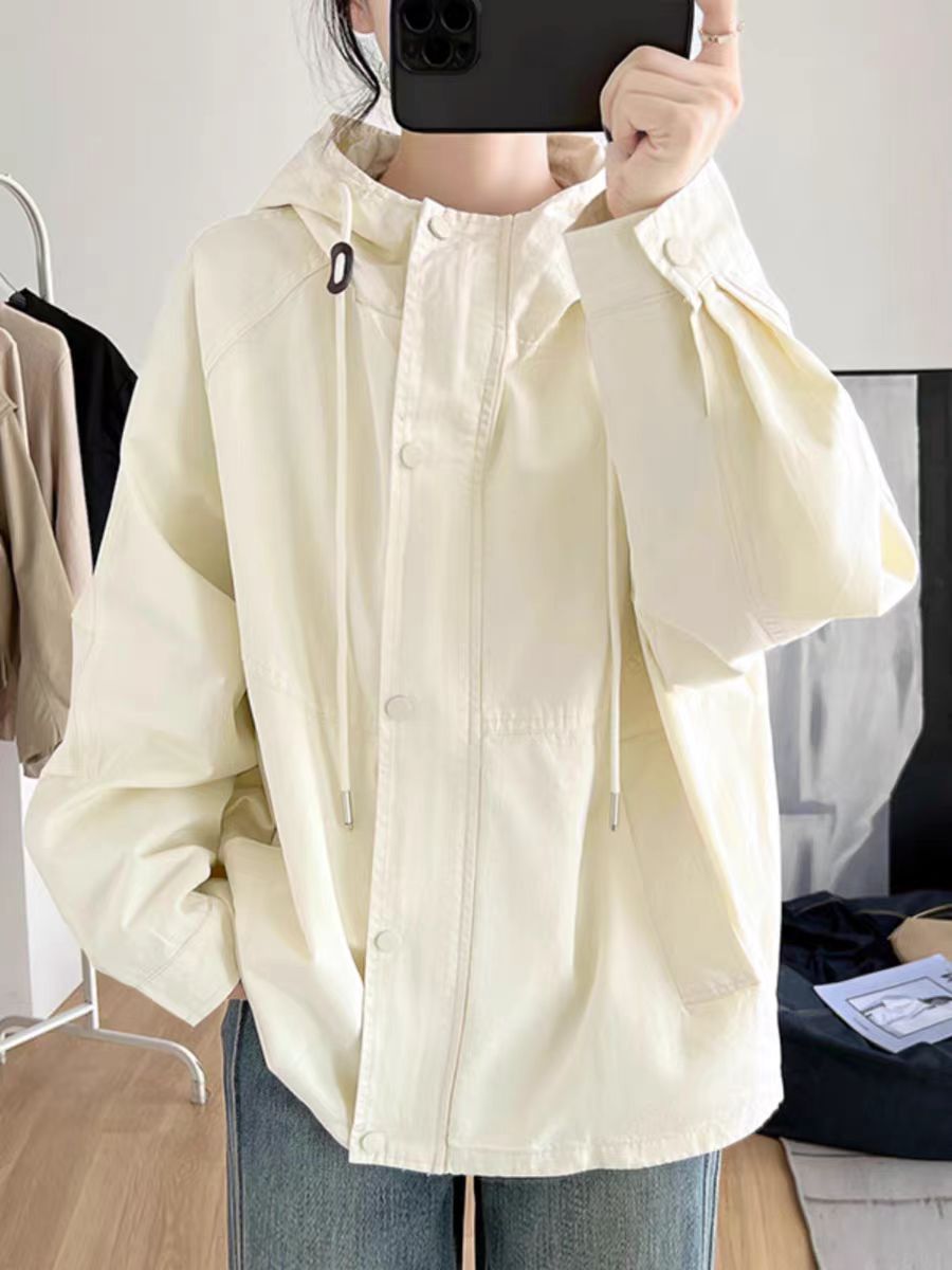 2024秋季新款假两件拼接连帽西装外套宽松休闲夹克小众女设计款