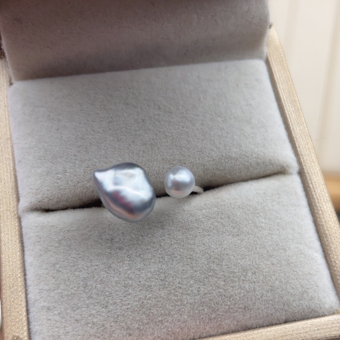 海水珍珠戒指银S925镶嵌E127