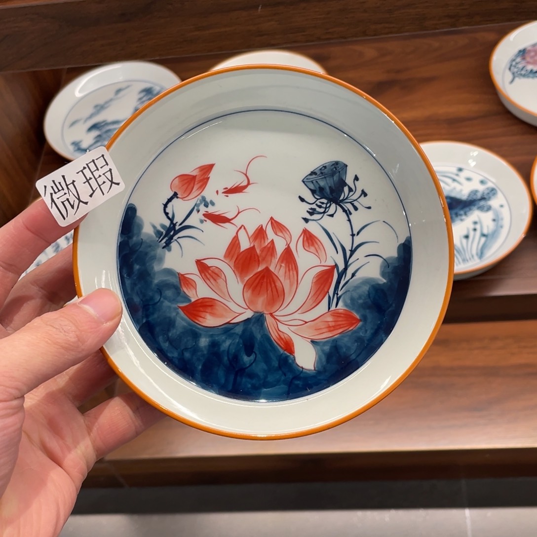 釉下手绘茶具微瑕