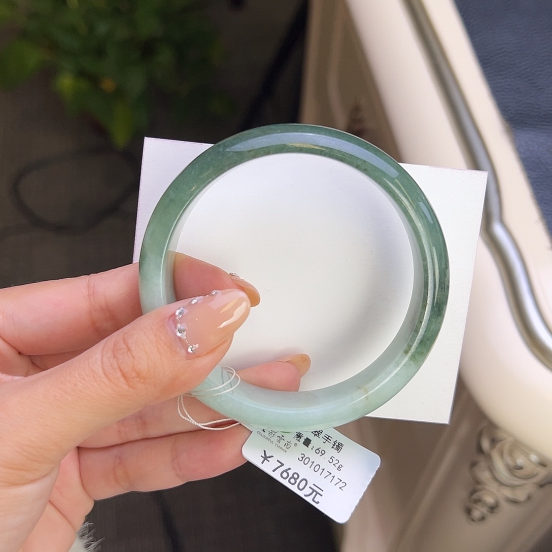 翡翠未镶嵌手镯60宽版半山水