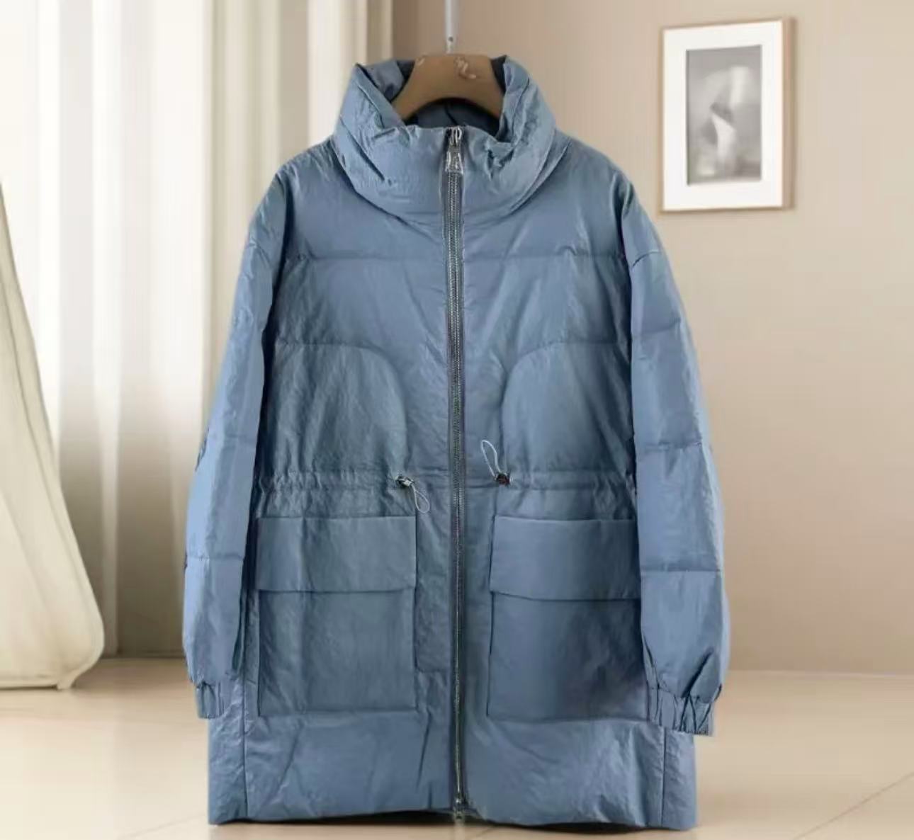 【JX6535两色皮外套】2025年新款外套百搭时尚简单皮面保暖羽绒服