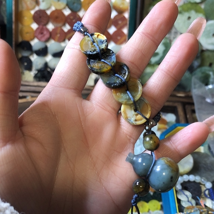 岫玉岫玉五帝钱手链未镶嵌