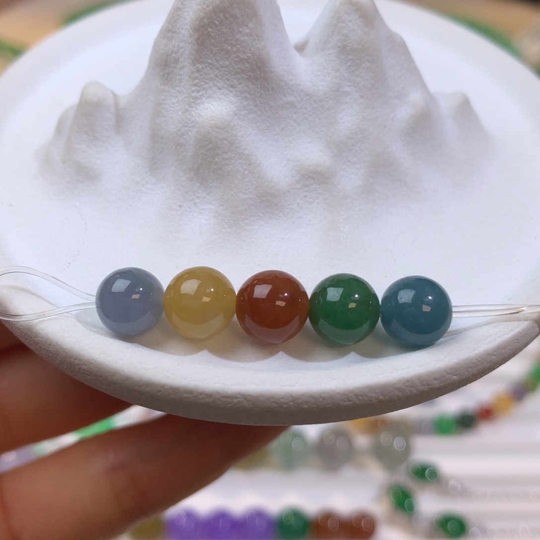 未镶嵌定制翡翠油画感珠珠 5颗 卡7+