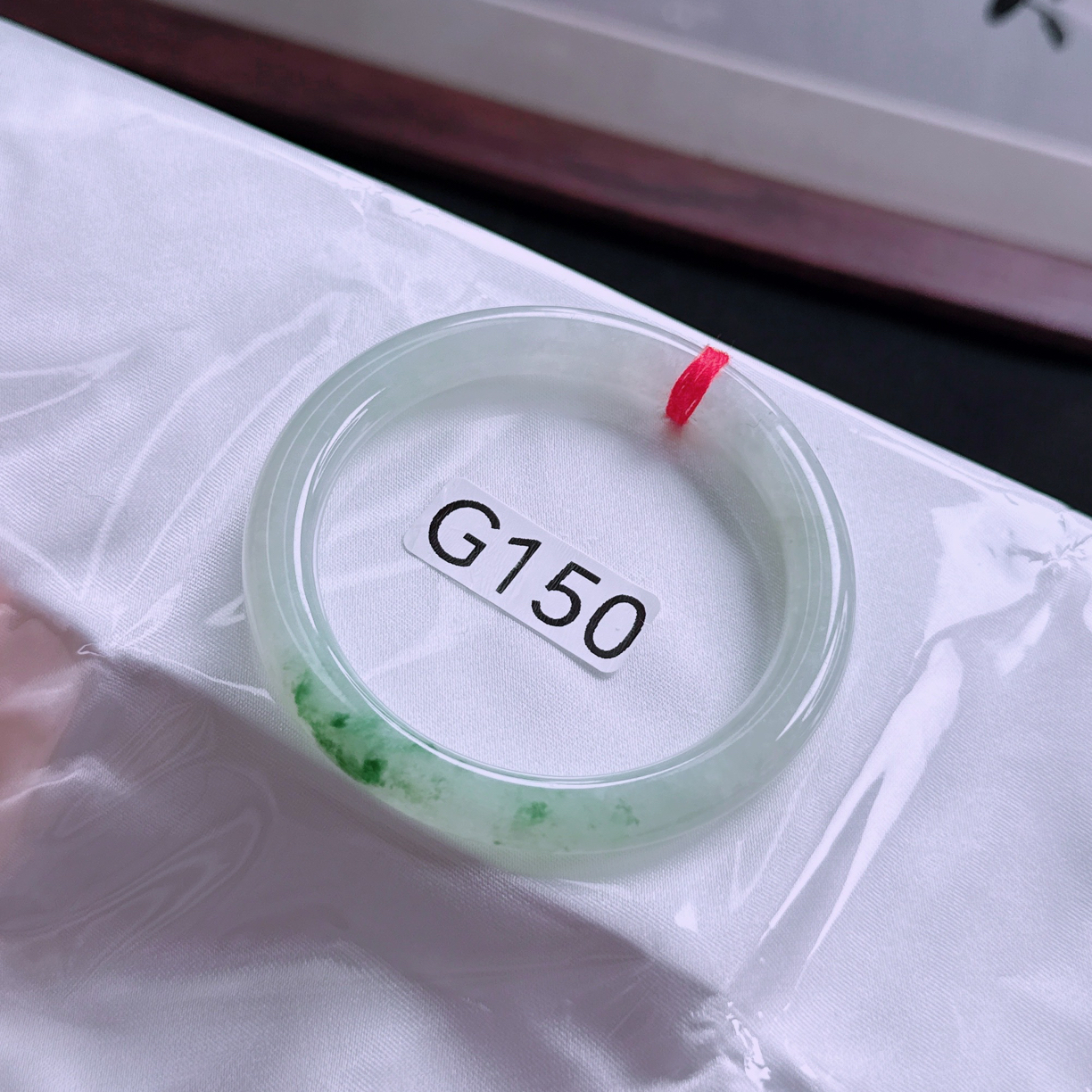 天然缅甸翡翠A货玉手镯冰飘花54圈圆条冰透女士