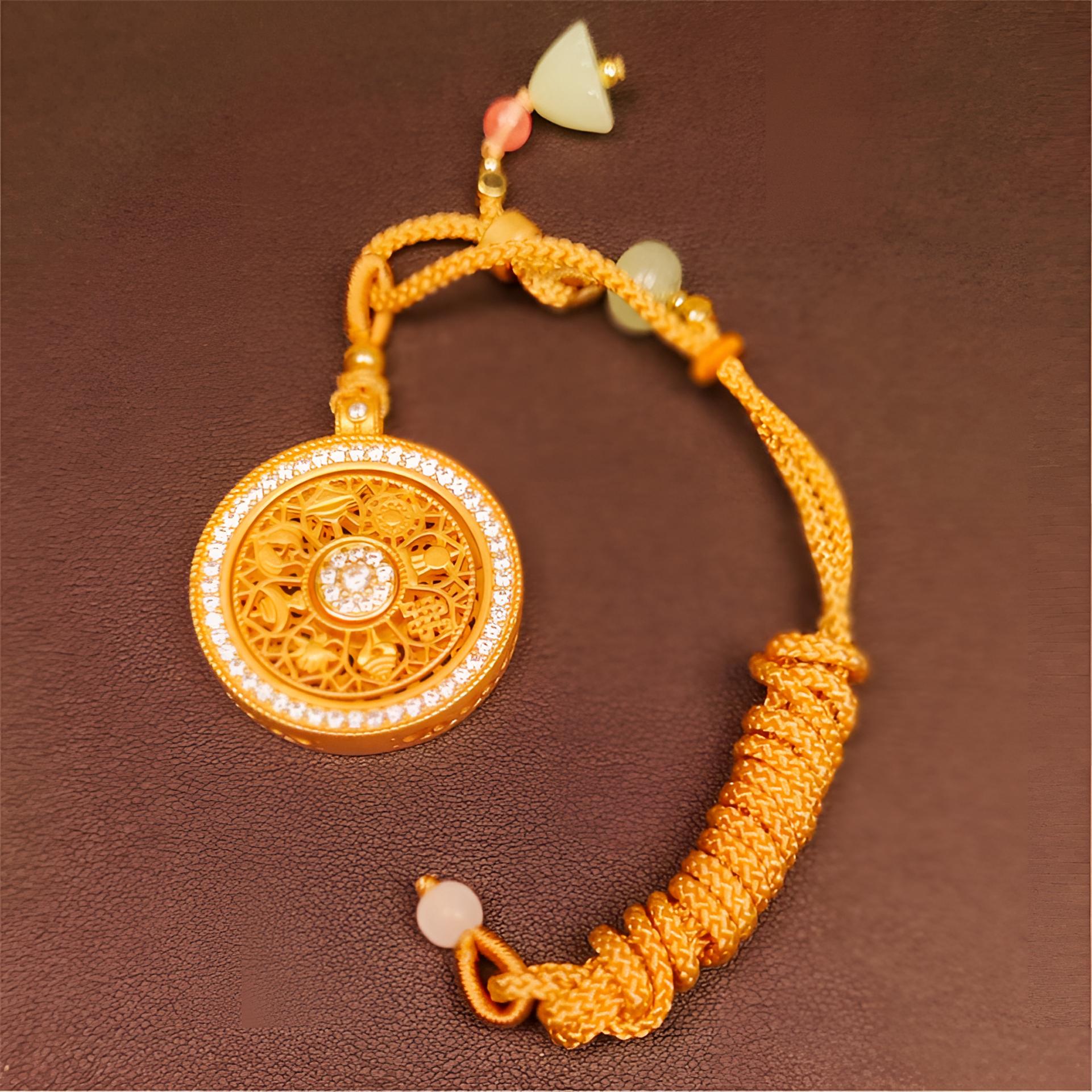 KXV【八宝罗盘】S585 时尚百搭手工编绳毛衣链