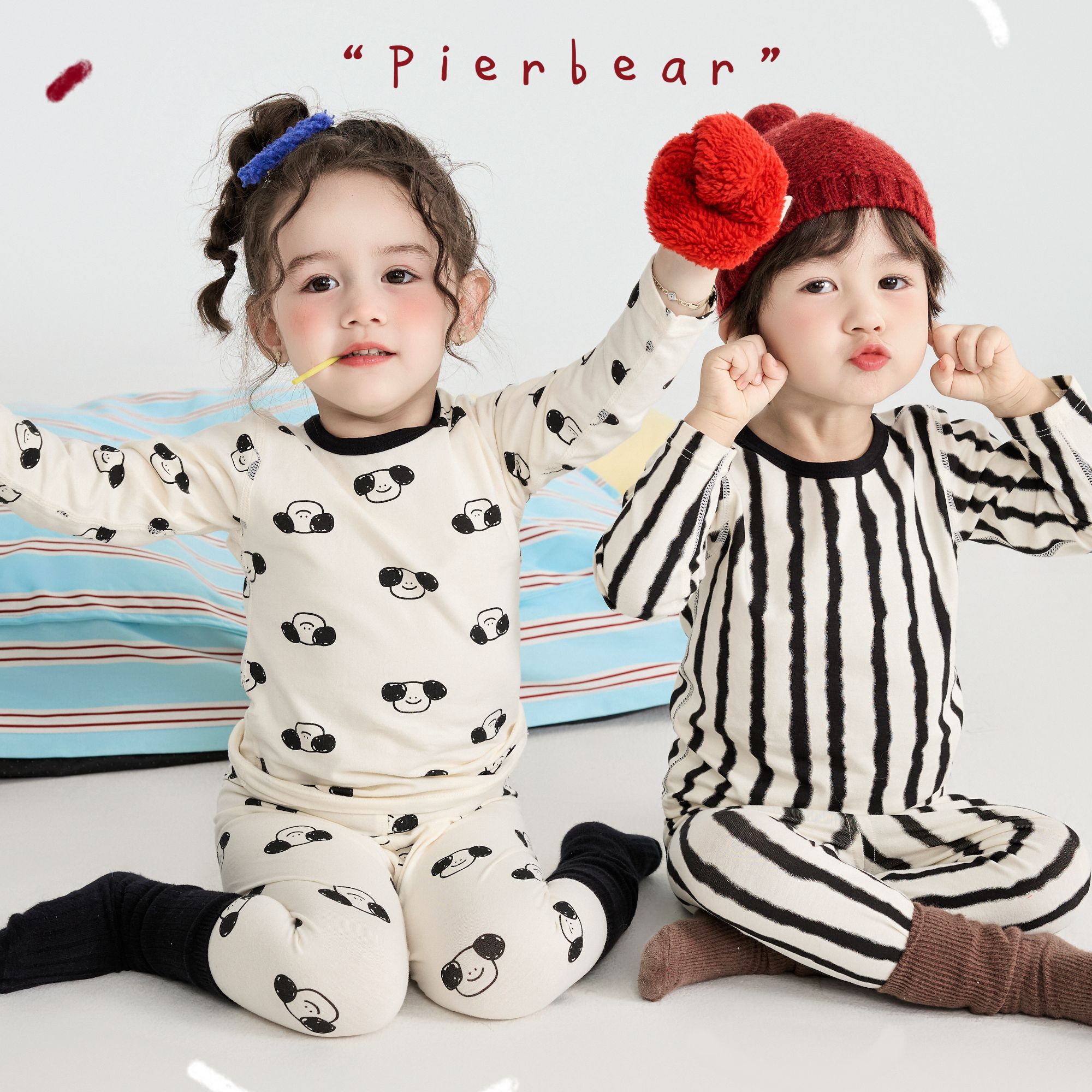 【220G】儿童莱卡纯棉无骨秋衣秋裤套装宝宝家居服男童女童高腰睡衣