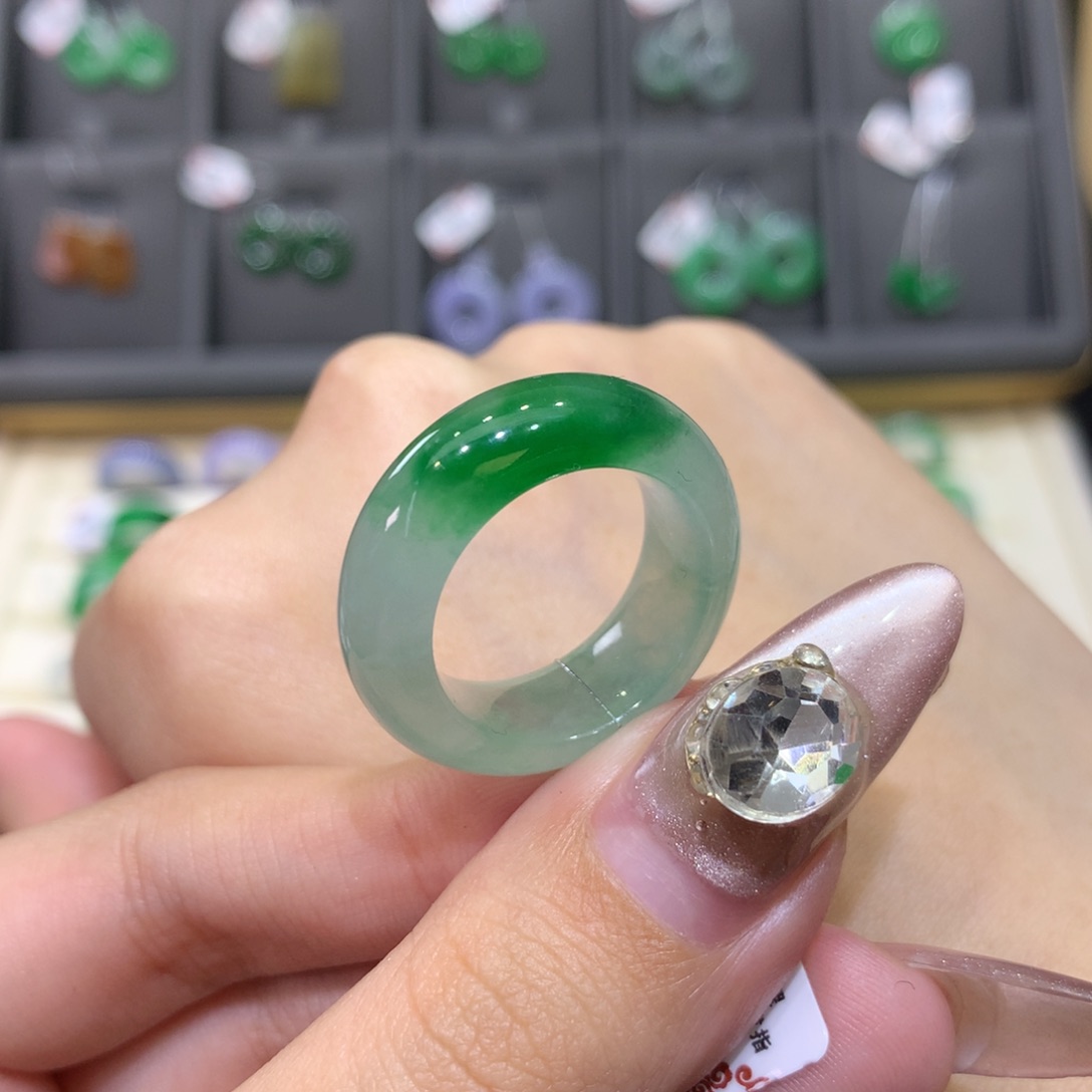 翡翠戒指未镶嵌15-16聚宝盆