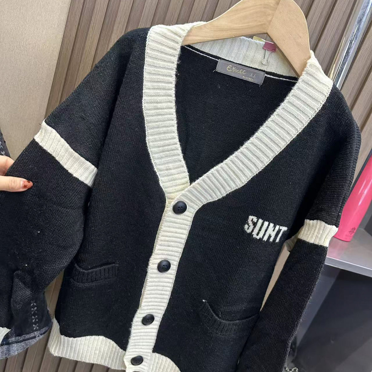 2025中大童拼色开衫毛衣020