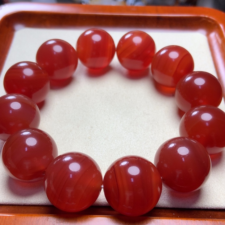 玛瑙/玉髓手串未镶嵌冰底 冻肉 酒红