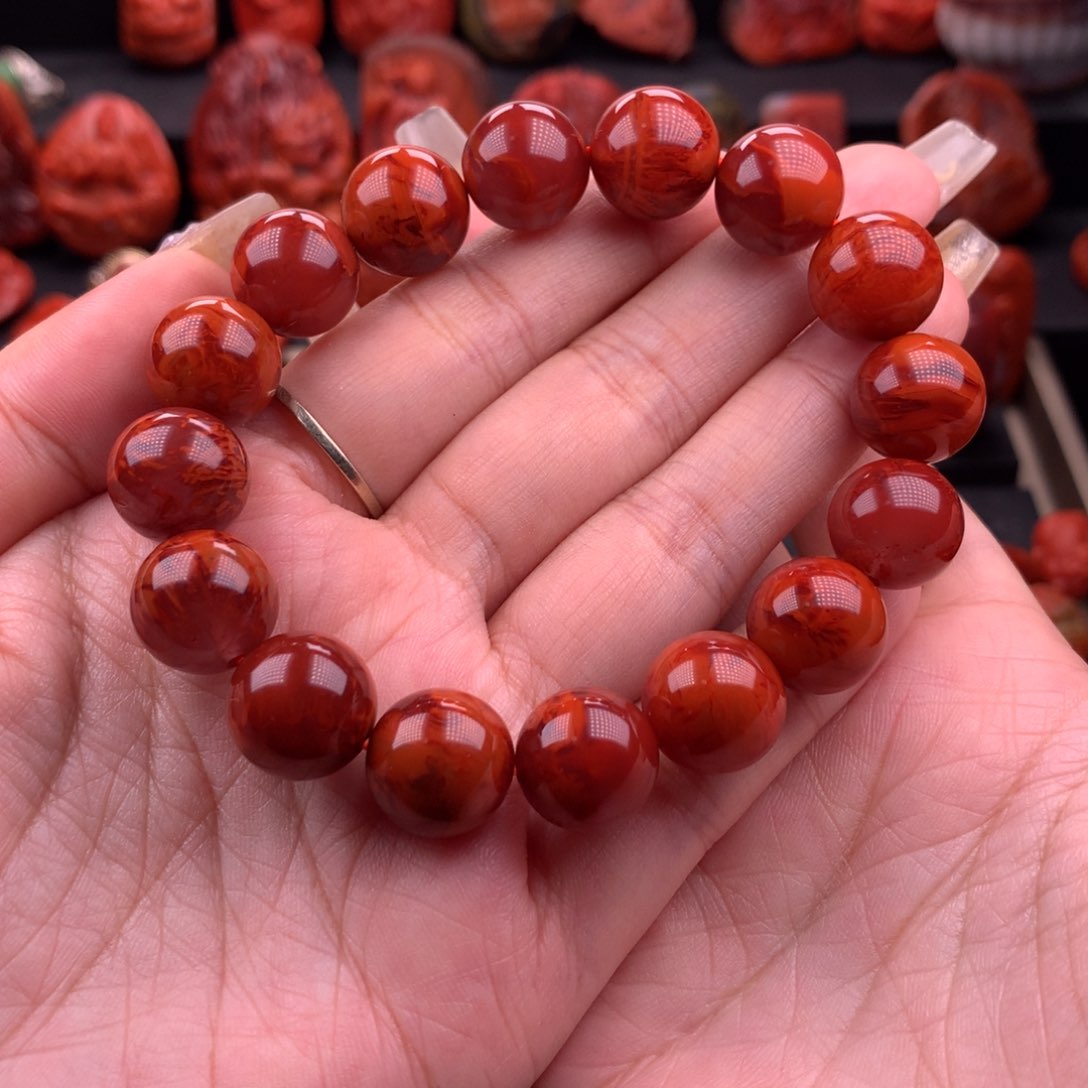 南红玛瑙南红川料原矿高品手串14mm未镶嵌