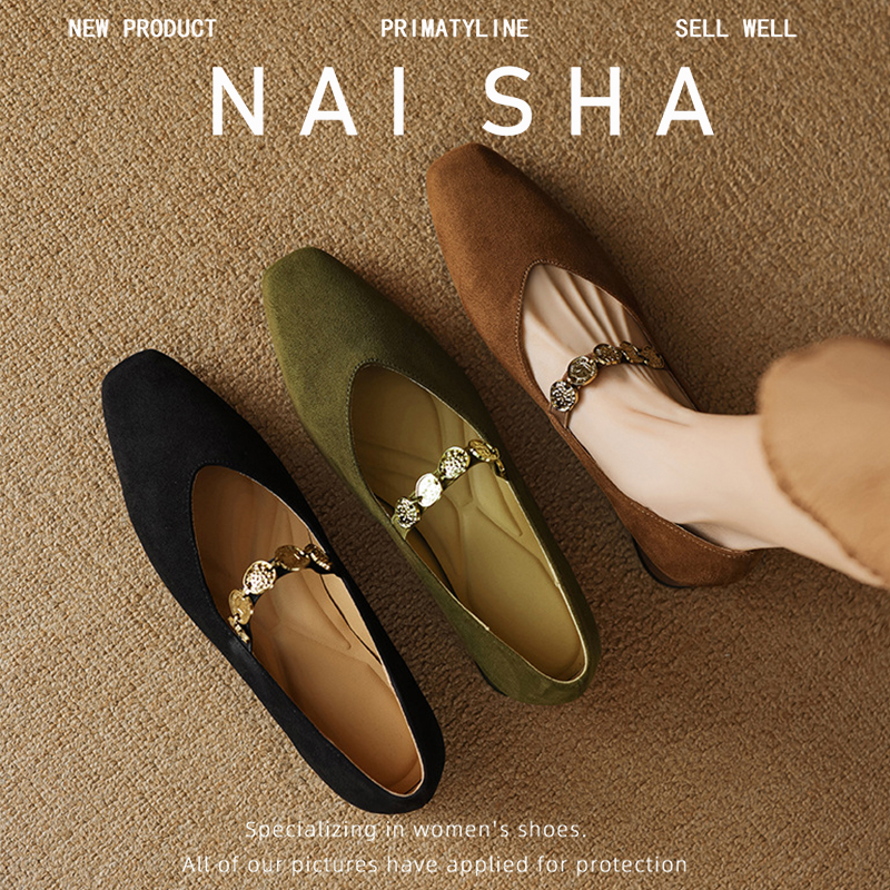 法式软皮复古方头低跟玛丽珍鞋女2025春季新款时尚气质平底单鞋