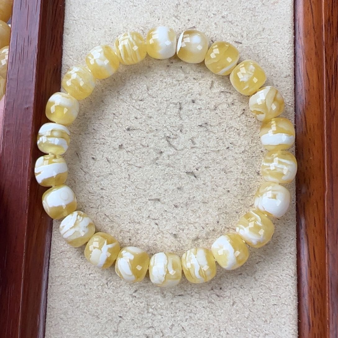 琥珀手链未镶嵌好**连11.6瓷白