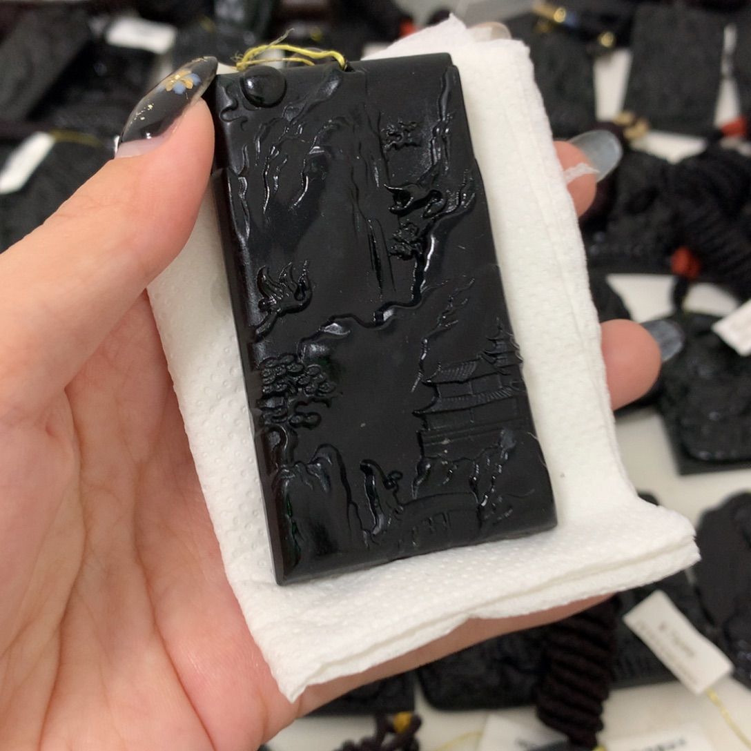 天然缅甸a货钢琴黑挂件