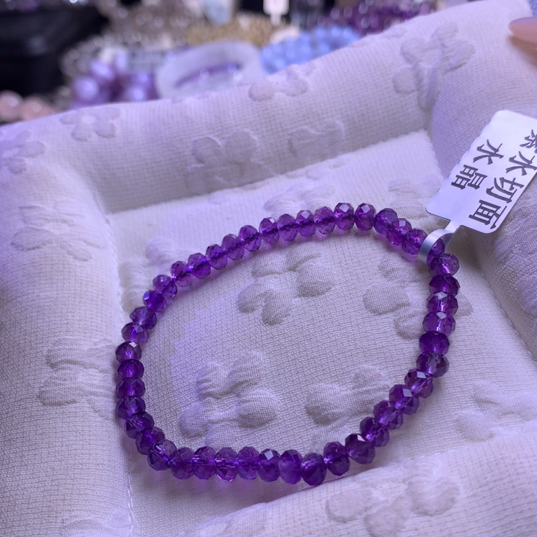水晶未镶嵌手链紫水晶切面