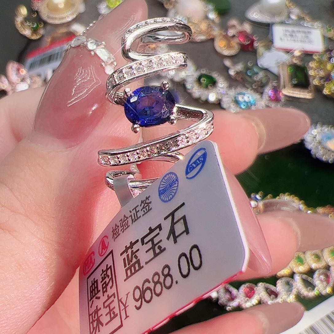 蓝宝石戒指银S925镶嵌