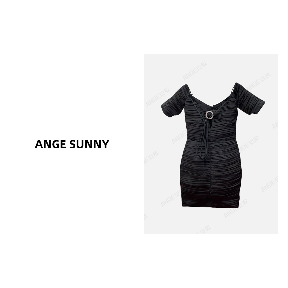 ANGE SUNNY【前胸圈钻连衣裙】时尚新款 气质显瘦连衣裙