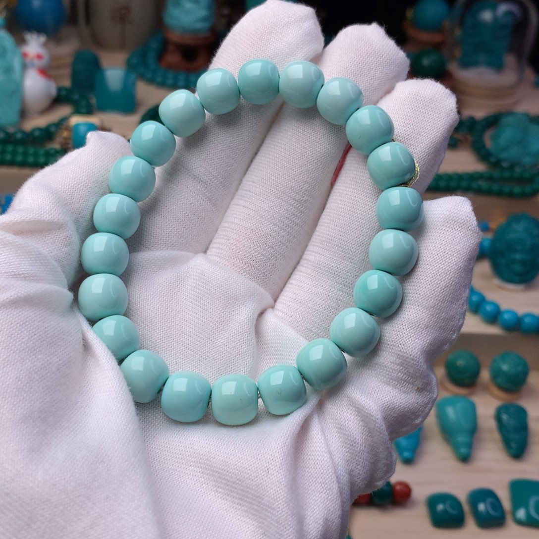 绿松石珠宝奇石未镶嵌9.5mm