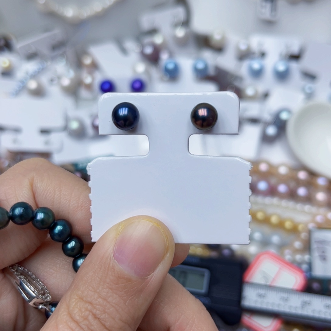 淡水珍珠耳饰银S925镶嵌