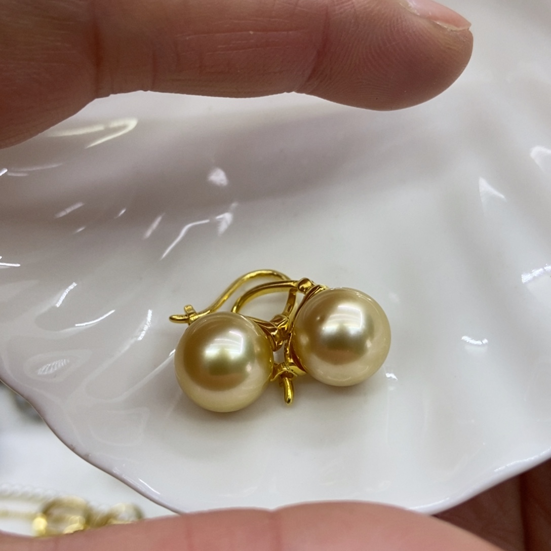 海水珍珠耳饰银S925镶嵌