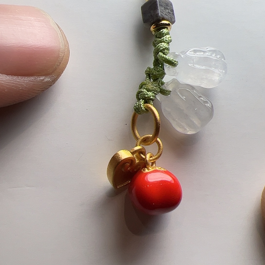 翡翠散珠翡翠花生手机挂