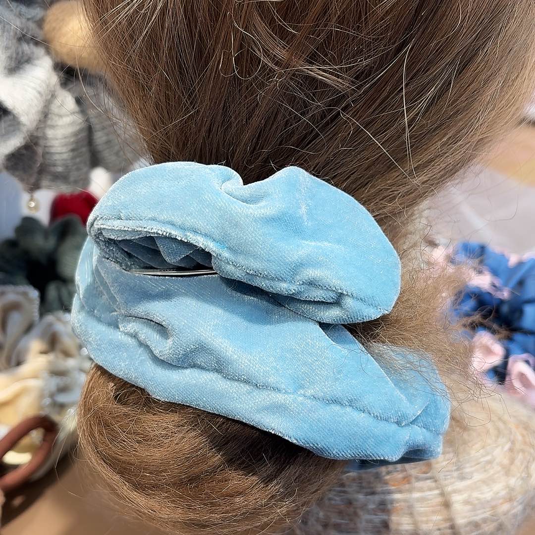 布艺铁合金蓝色充棉发圈