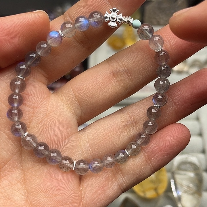 长石手链银S925镶嵌定制