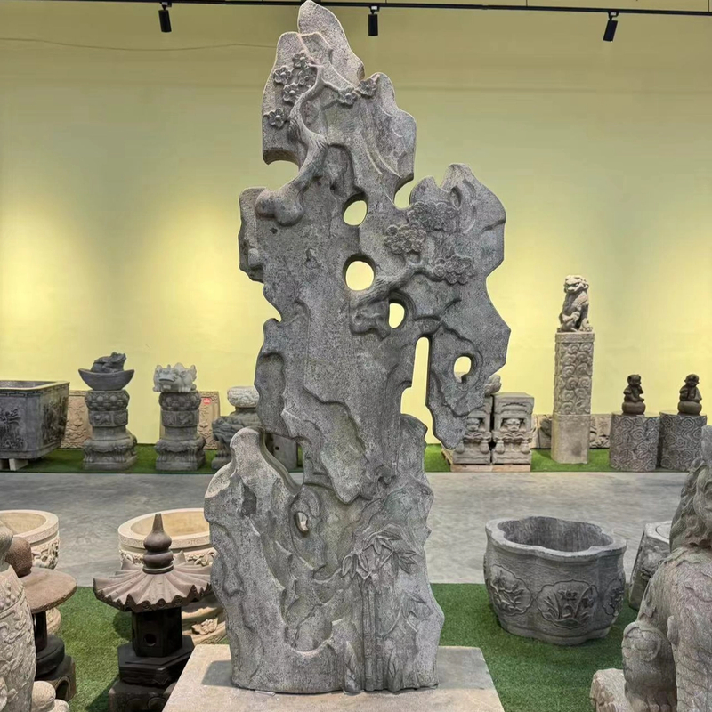 青石材质迎风石带底座高190宽80手工老物件雕刻玄关包邮不包卸车