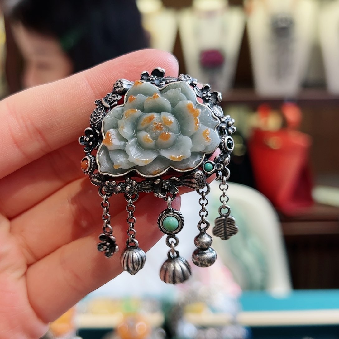 翡翠戒指银S925镶嵌戒指