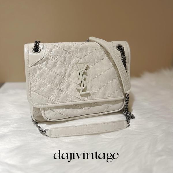 大吉中古/ysl 白银niki小号D扣单肩包