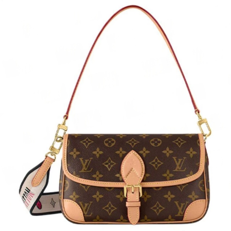 99新 LouisVuitton/路易威登 lv法棍单肩斜挎包/玫红肩带