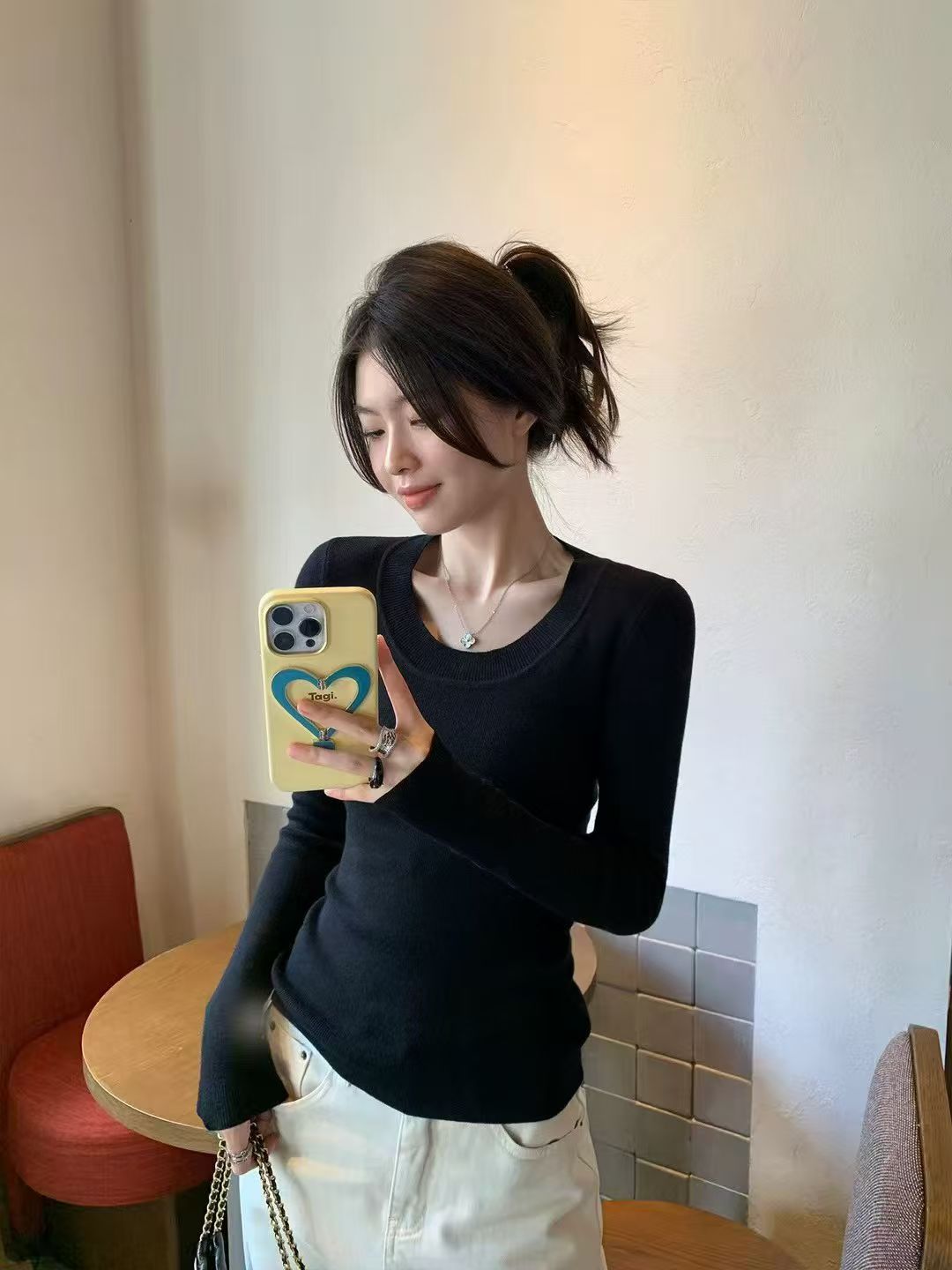 【666】1127/50-550/160  纯色圆领针织打底衫