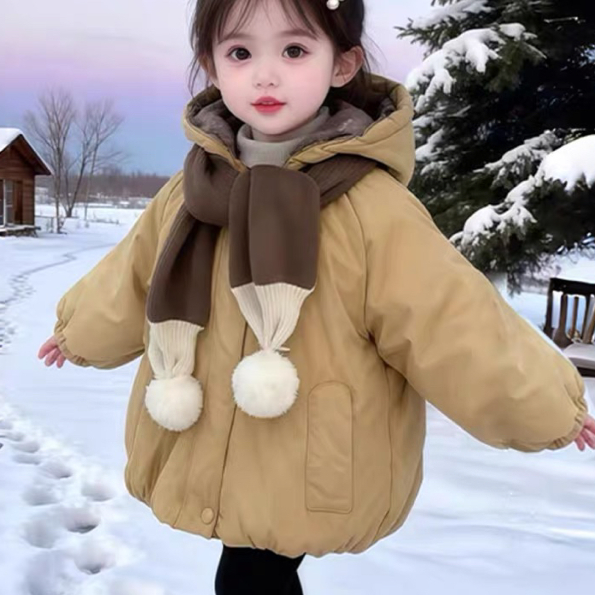 女童加绒加厚外套秋冬季新款女宝宝纯色韩版外套儿童洋气派克棉服