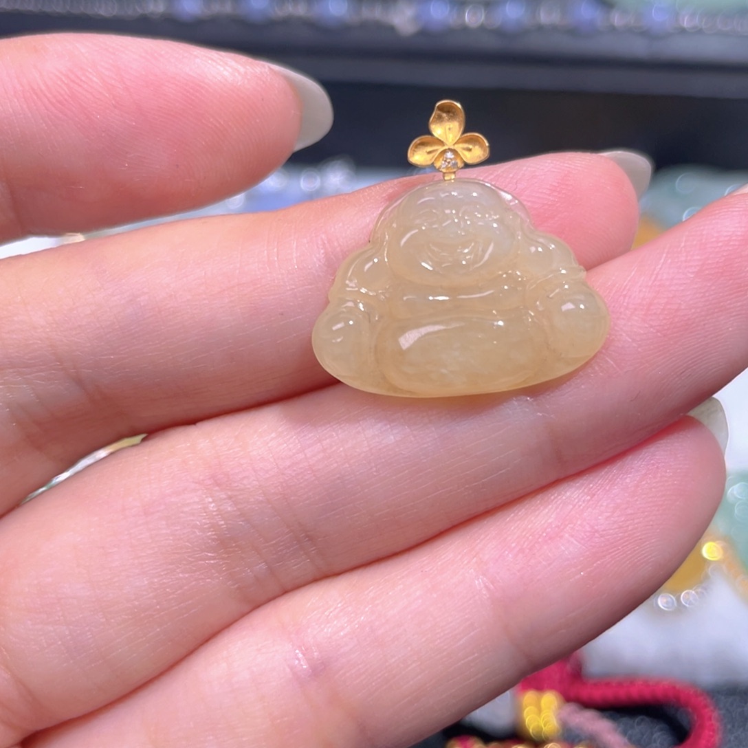 颈饰18K金镶嵌翡翠翡翠