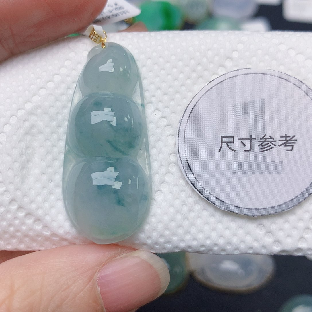 颈饰18K金镶嵌翡翠天然缅甸A货翡翠