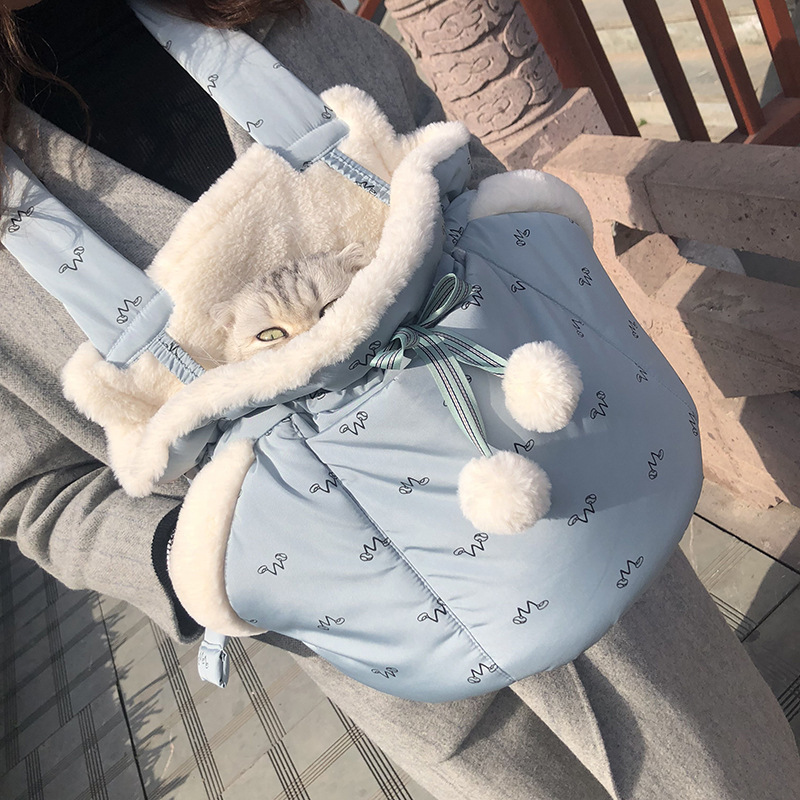 宠物狗泰迪博美猫咪英短外出携带外带保暖双肩包加绒斜跨包冬季包