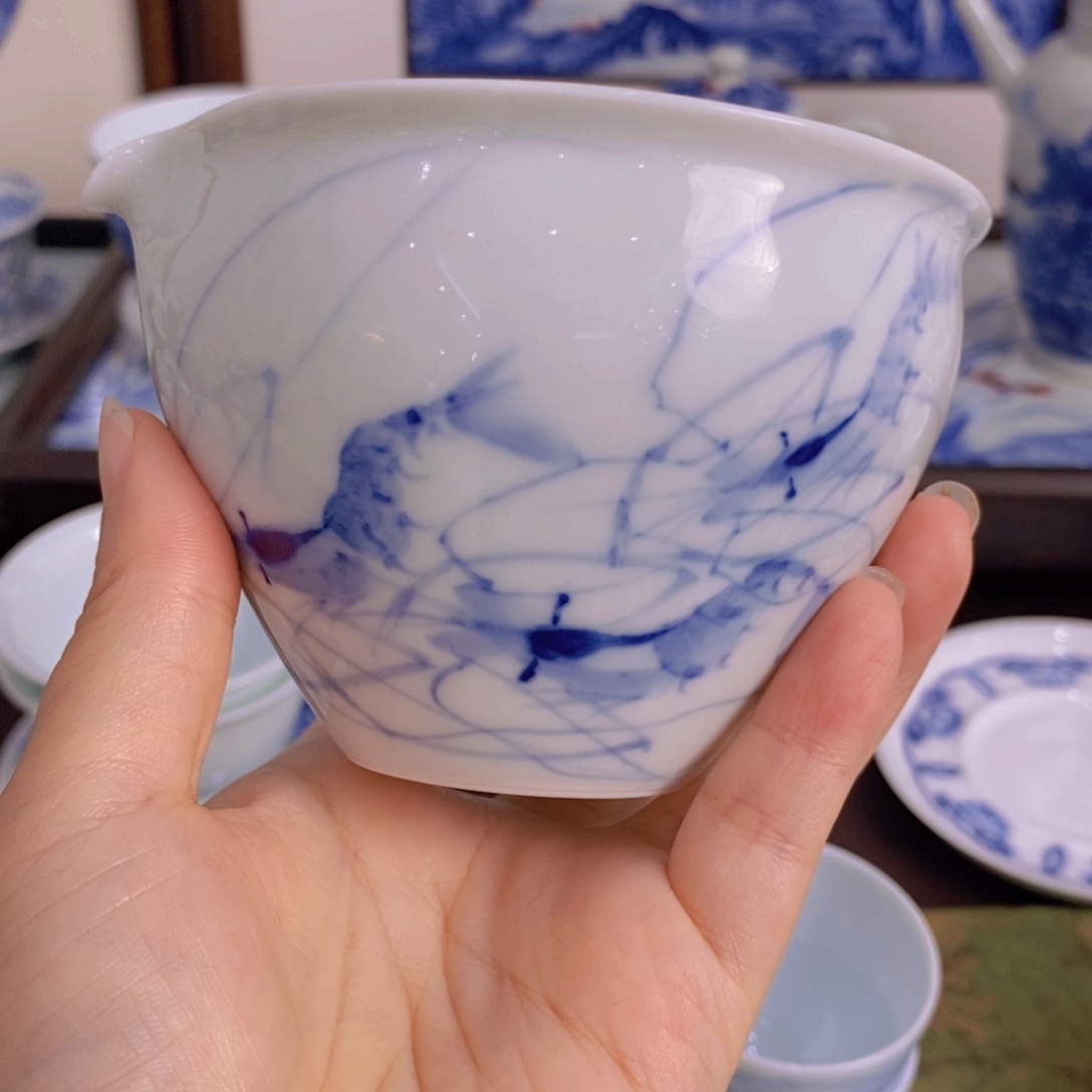 鱼***变青花齐白石公道杯