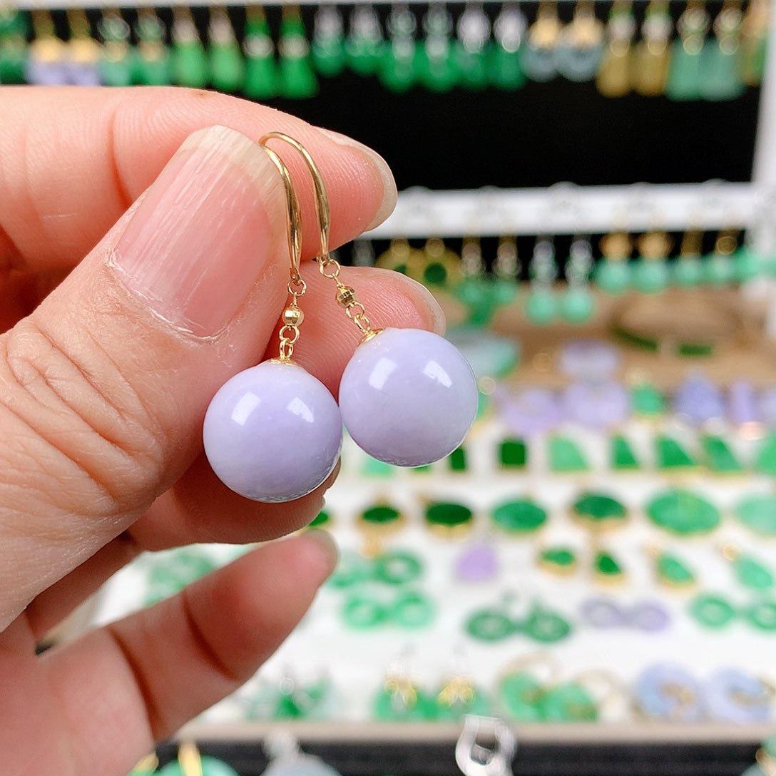 翡翠耳饰18K金镶嵌的