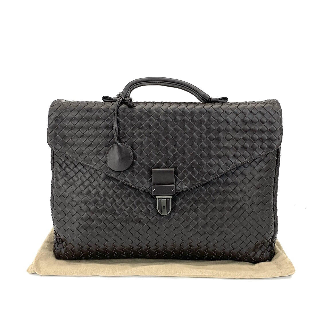 99新 BOTTEGA VENETA/葆蝶家 棕色编织公文包 尺寸40/30 