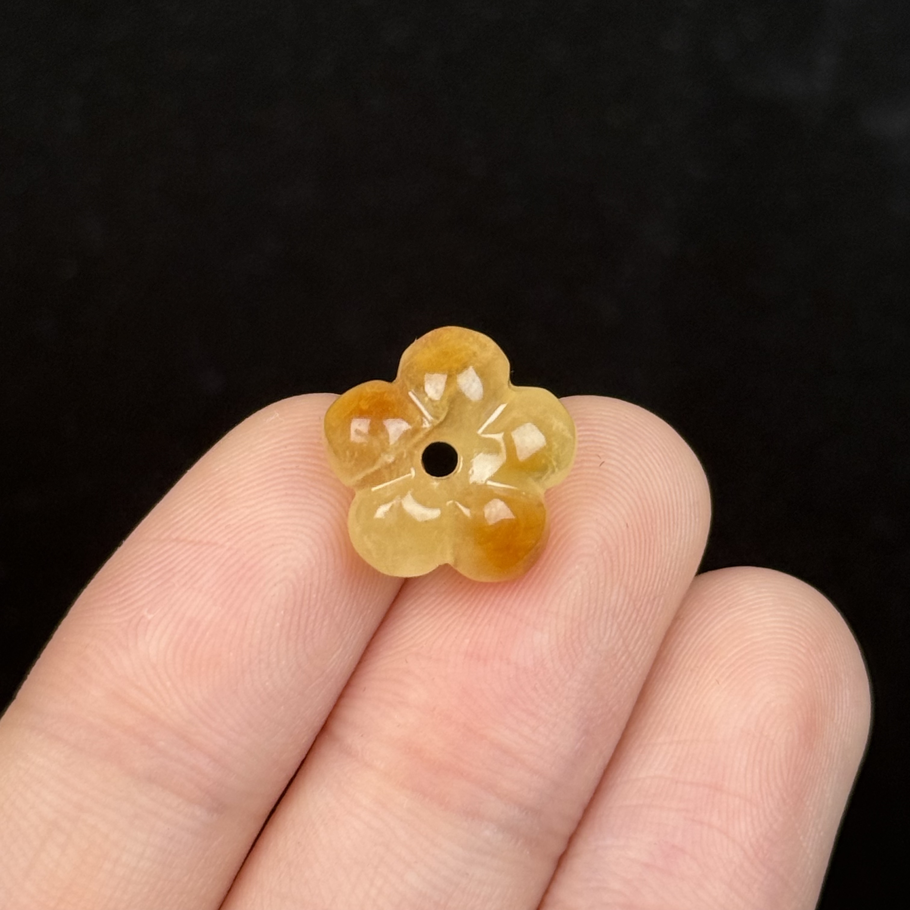 K9385天然原矿蜜蜡 小五瓣花13.8*6.6mm 支持鉴定假一罚十