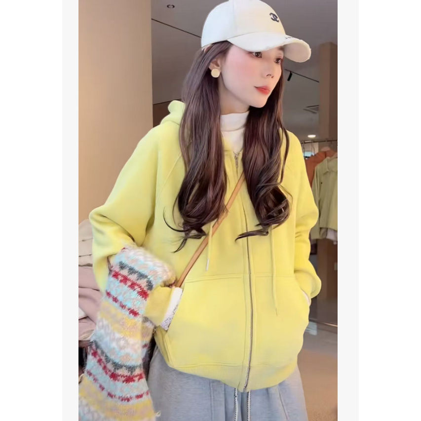 九佳~【轻松周末】连帽外套高克重时尚休闲韩版加厚拉链连帽外套