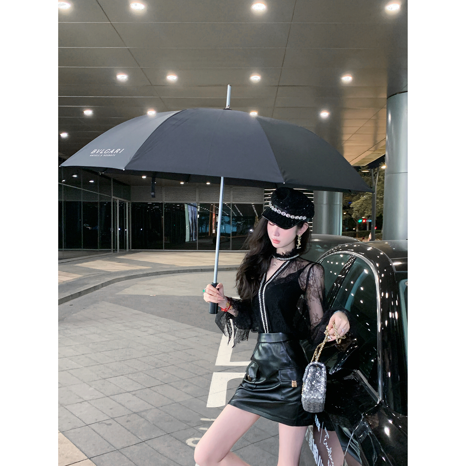 【雅乔定制】时尚百搭高腰A字半身裙黑色皮短裙DYZY-25087739