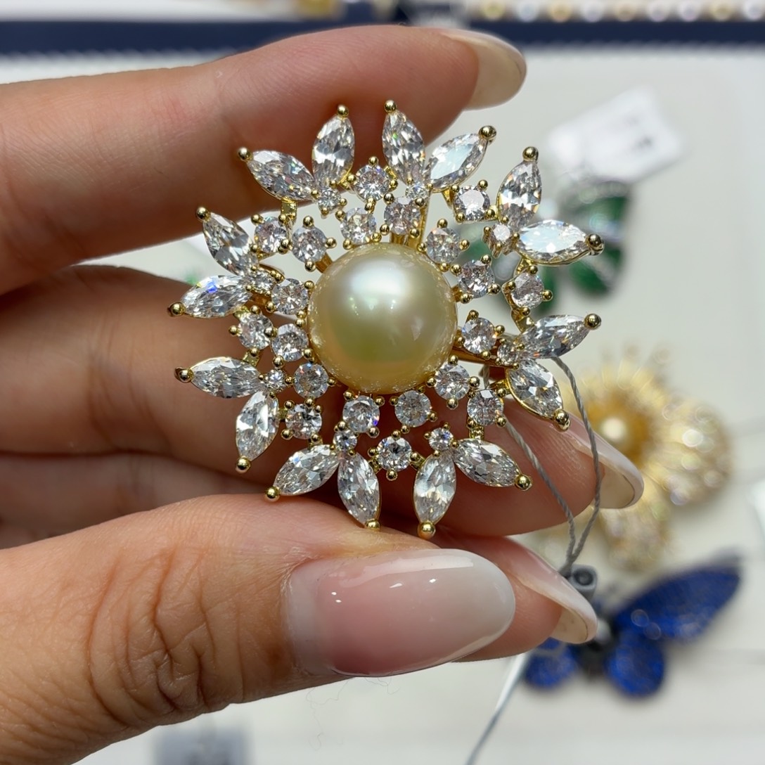 胸针合金海水珍珠11-12